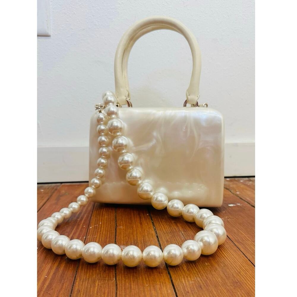 SIMONE ROCHA Off-White Mini Handheld Pearl Detail Crossbody Handle Bag NEW